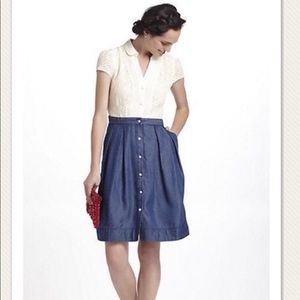 Anthropologie HD in Paris lace and denim dress